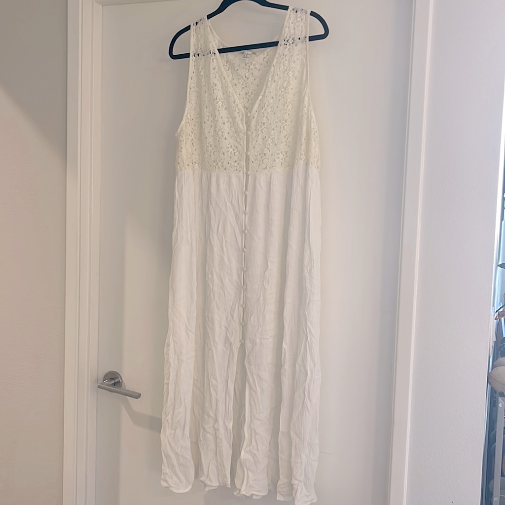 Forever 21 - Maxi Dress Cotton Lace Button Front - Size 3x - White